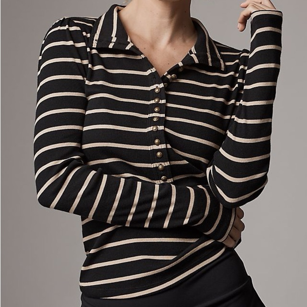 Anthropologie PILCRO SLIM BUTTONDOWN LONG-SLEEVE TOP sz 2x